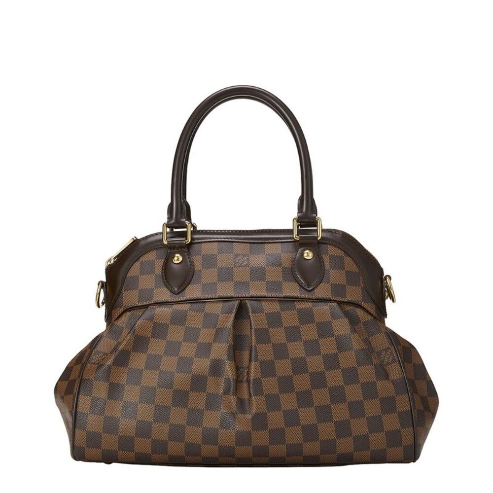 Louis Vuitton Brown Damier Ebene & Vachetta Leather Trevi Gm (Authentic